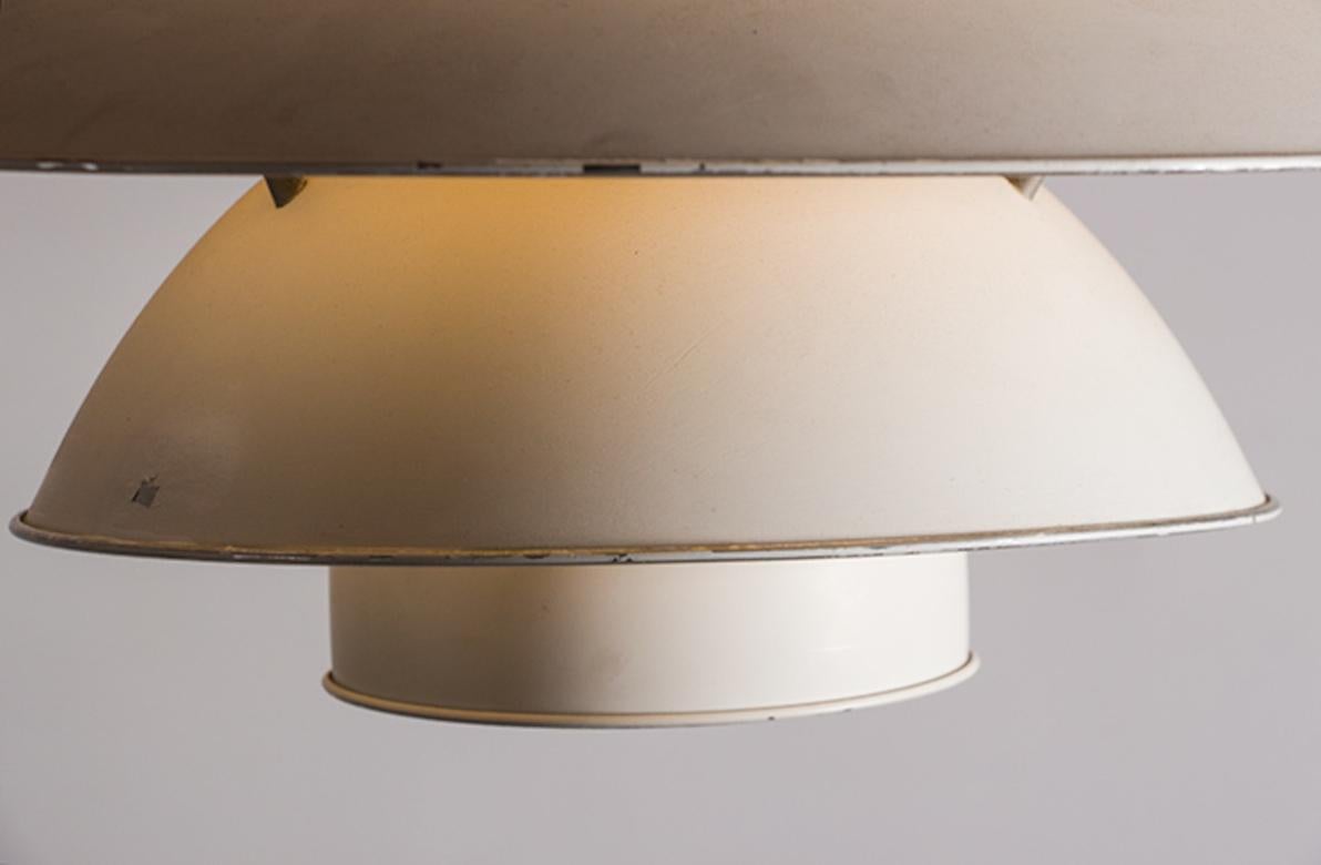Danish brushed metal pendant light, model PH 6 ½ -6V by Poul Henningsen. For Sale 12
