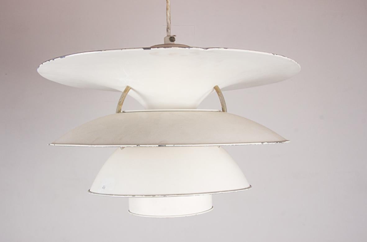 Danish brushed metal pendant light, model PH 6 ½ -6V by Poul Henningsen. For Sale 13