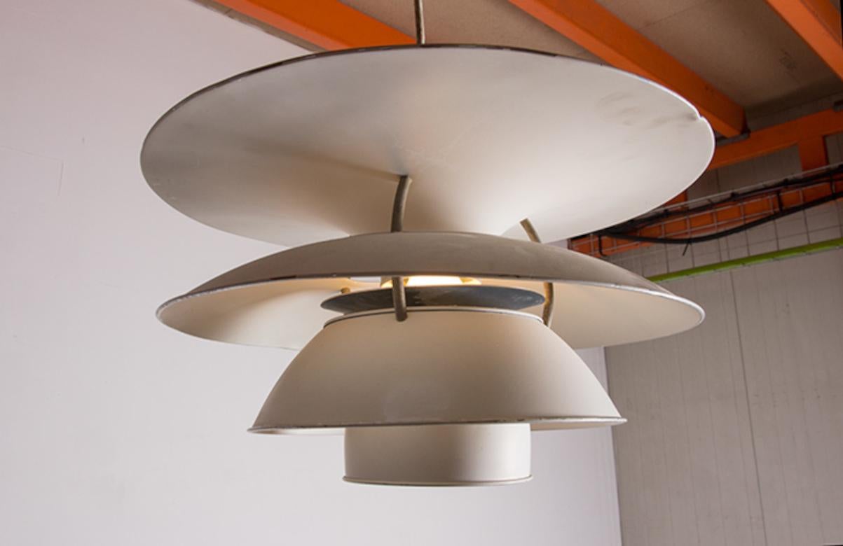 Metal Danish brushed metal pendant light, model PH 6 ½ -6V by Poul Henningsen. For Sale
