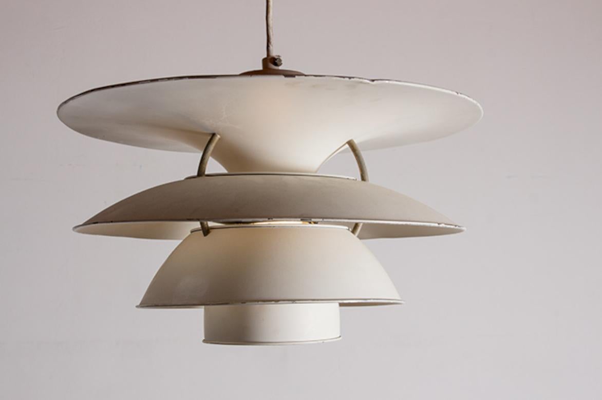 Danish brushed metal pendant light, model PH 6 ½ -6V by Poul Henningsen. For Sale 1