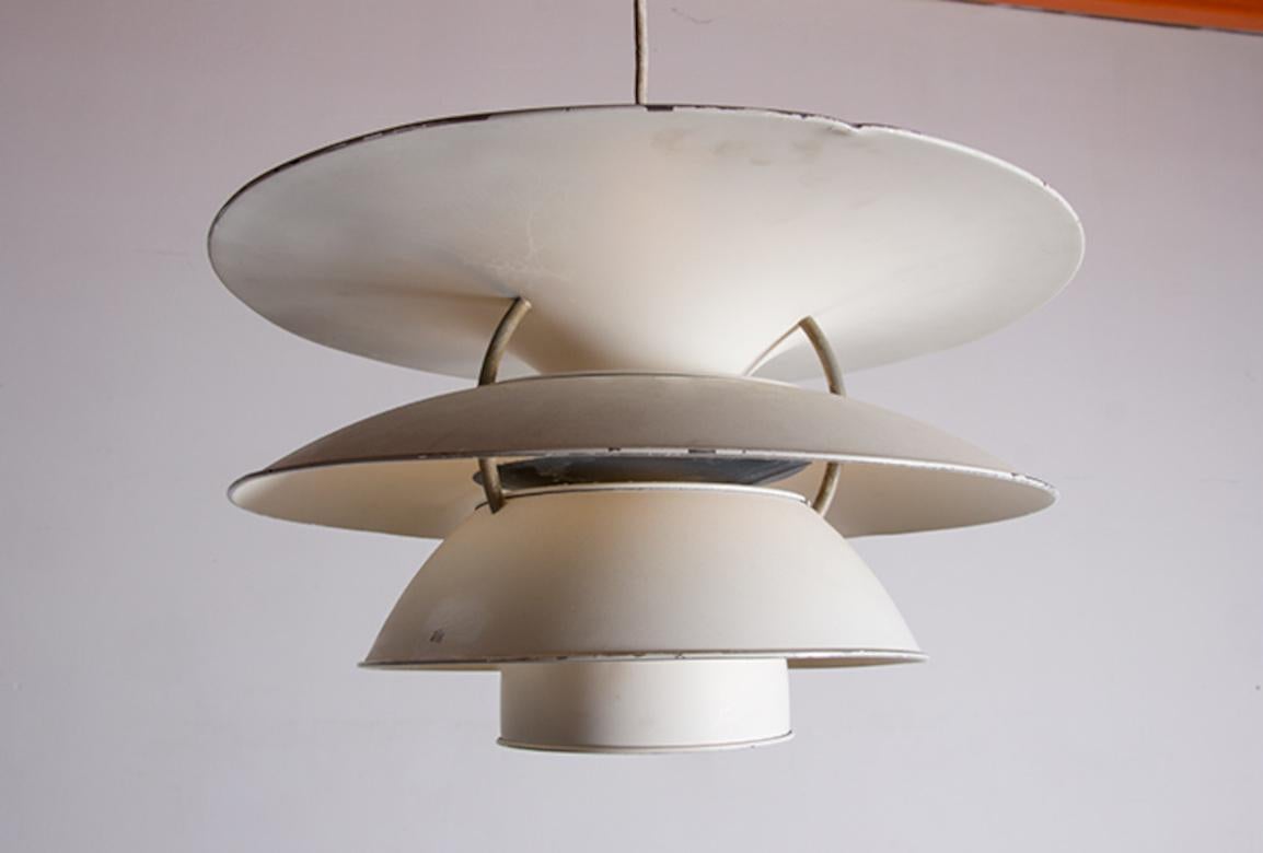 Danish brushed metal pendant light, model PH 6 ½ -6V by Poul Henningsen. For Sale 2