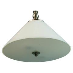 Danish White Glass and Brushed Nickel Pendant Light ( 2 available)