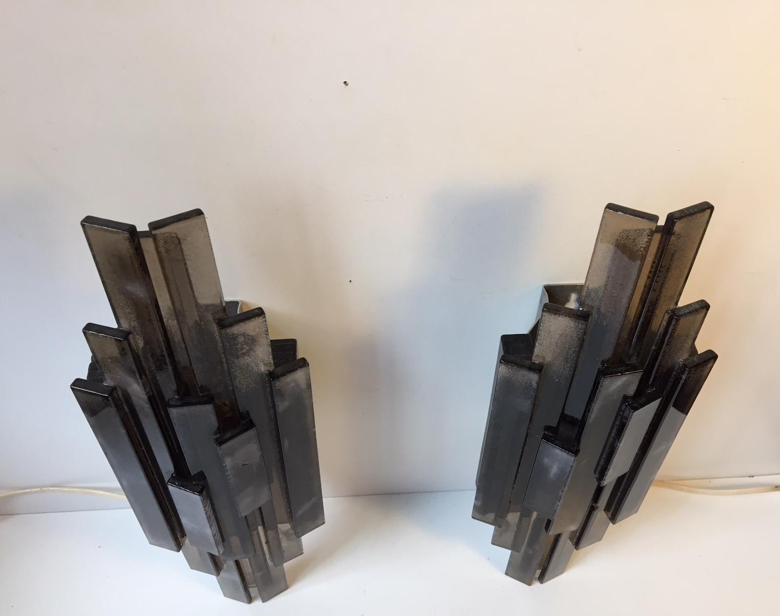 Danish Brutalism, Grey Acrylic Sconces by Claus Bolby for CeBo Industri, 1970s 2