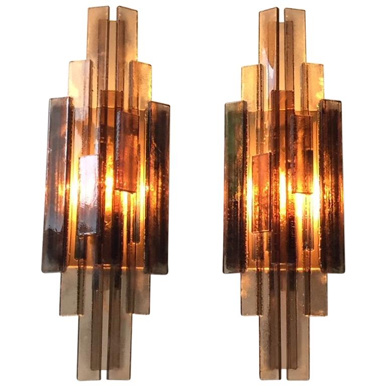 Danish Brutalism, Grey Acrylic Sconces by Claus Bolby for CeBo Industri, 1970s