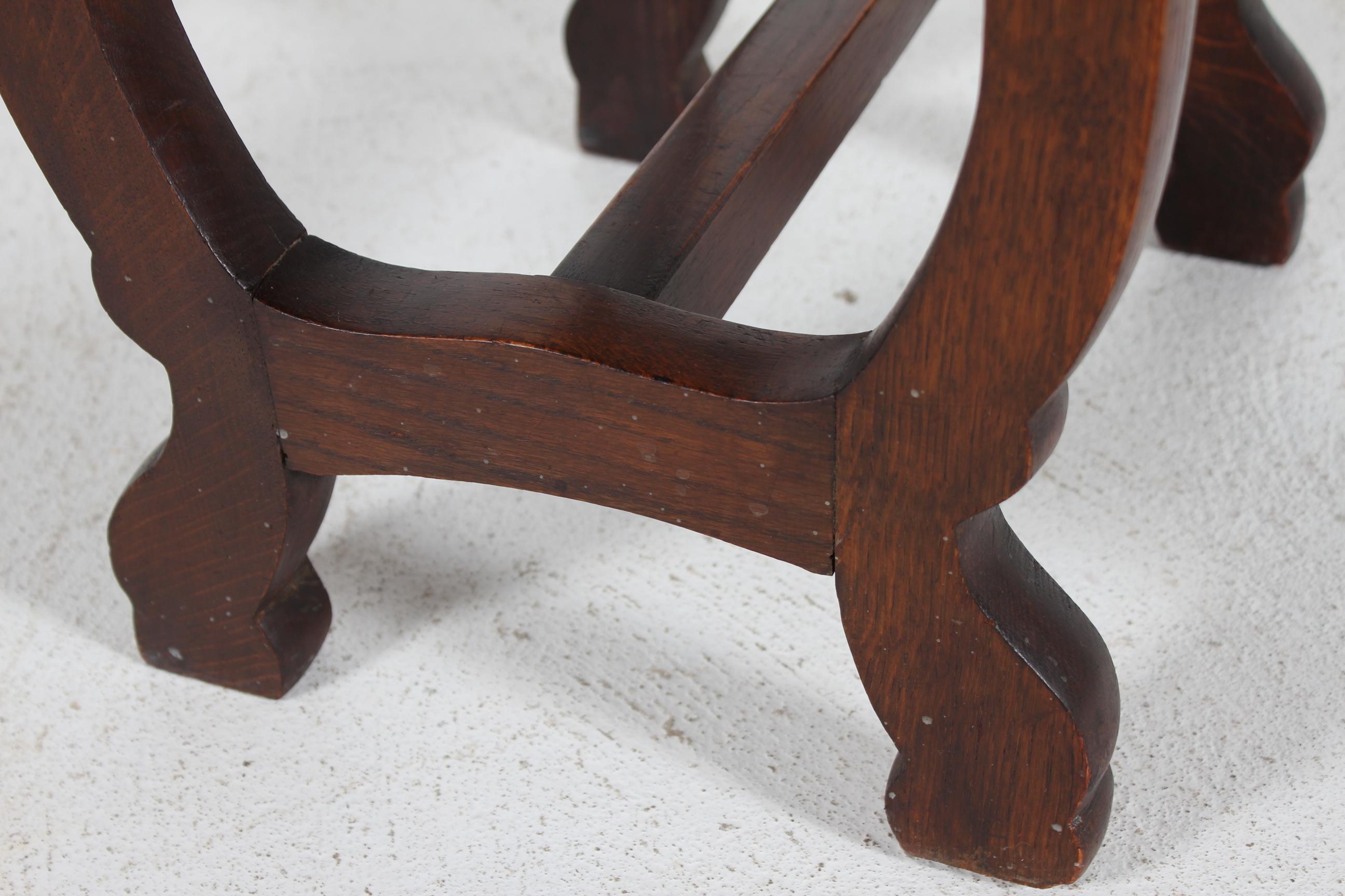 Danish Brutalist Barok Vintage Small Side Table of Dark Stained Solid ...