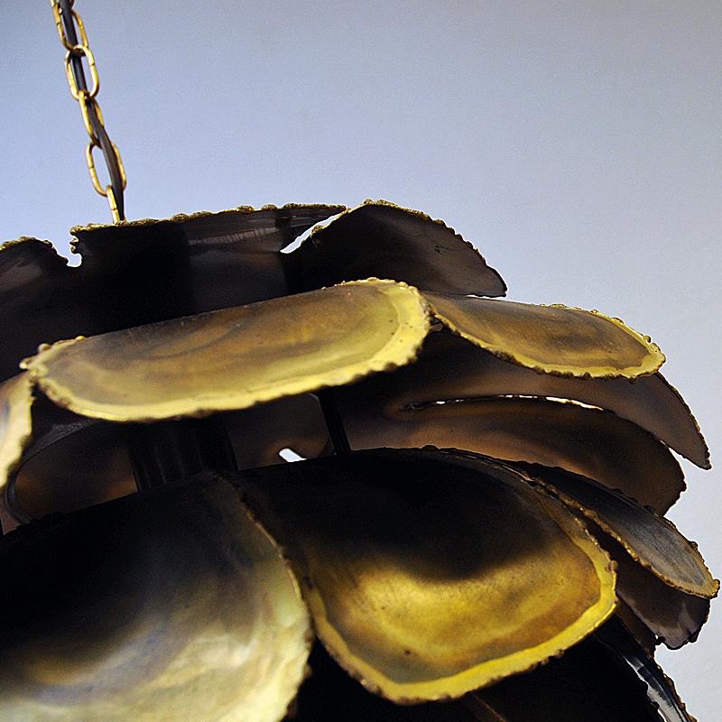 Danish Brutalist Brass Ceiling Lamp Artichoke by Svend Aage Holm-sørensen 1960s 5