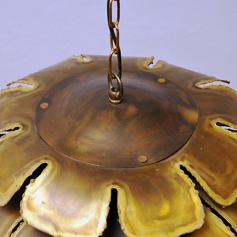 Danish Brutalist Brass Ceiling Lamp Artichoke by Svend Aage Holm-sørensen 1960s 3