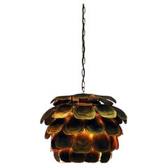Danish Brutalist Brass Ceiling Lamp Artichoke by Svend Aage Holm-sørensen 1960s