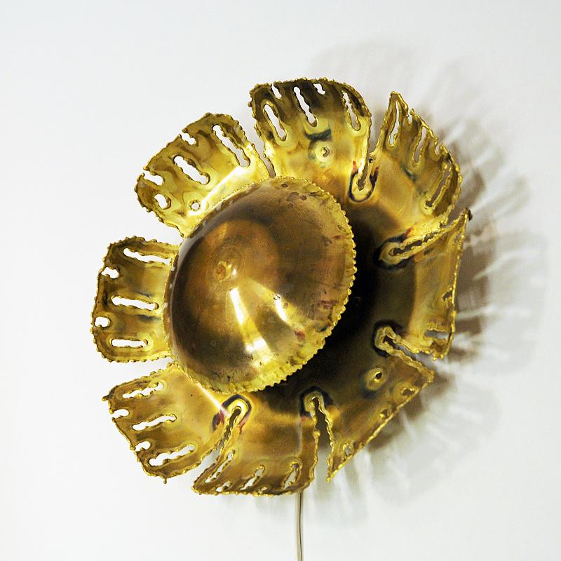 Scandinavian Modern Danish Brutalist Brass Flower wall lamp by Svend Aage Holm-Sørensen 1960s