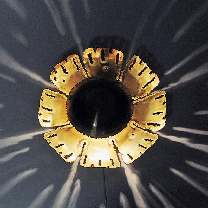 Danish Brutalist Brass Flower wall lamp by Svend Aage Holm-Sørensen 1960s 2