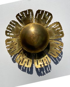 Danish Brutalist Brass Flower Wall Light by Holm Sørensen, 1960s