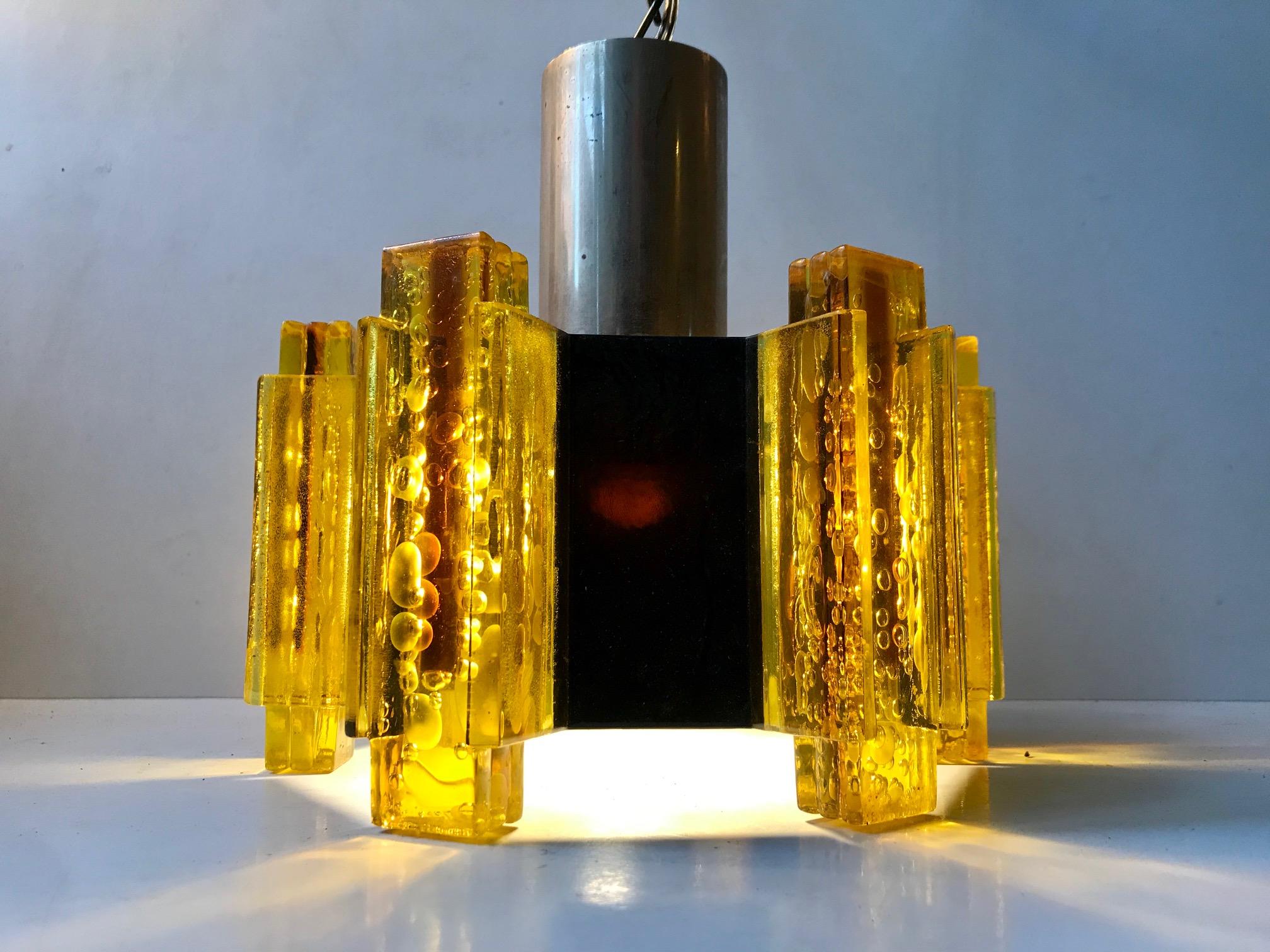 Space Age Danish Brutalist Ceiling Light by Claus Bolby for Cebo, 1970s