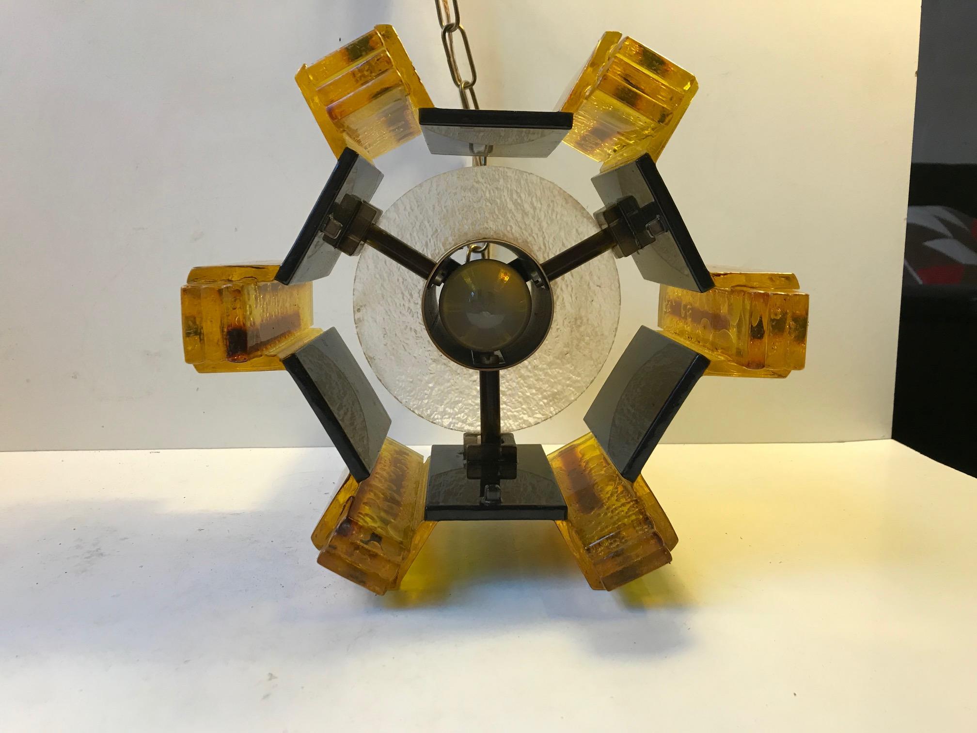 Danish Brutalist Ceiling Light by Claus Bolby for Cebo, 1970s In Good Condition In Esbjerg, DK