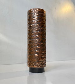 Vase danois brutaliste en cuivre en cuivre, années 1970