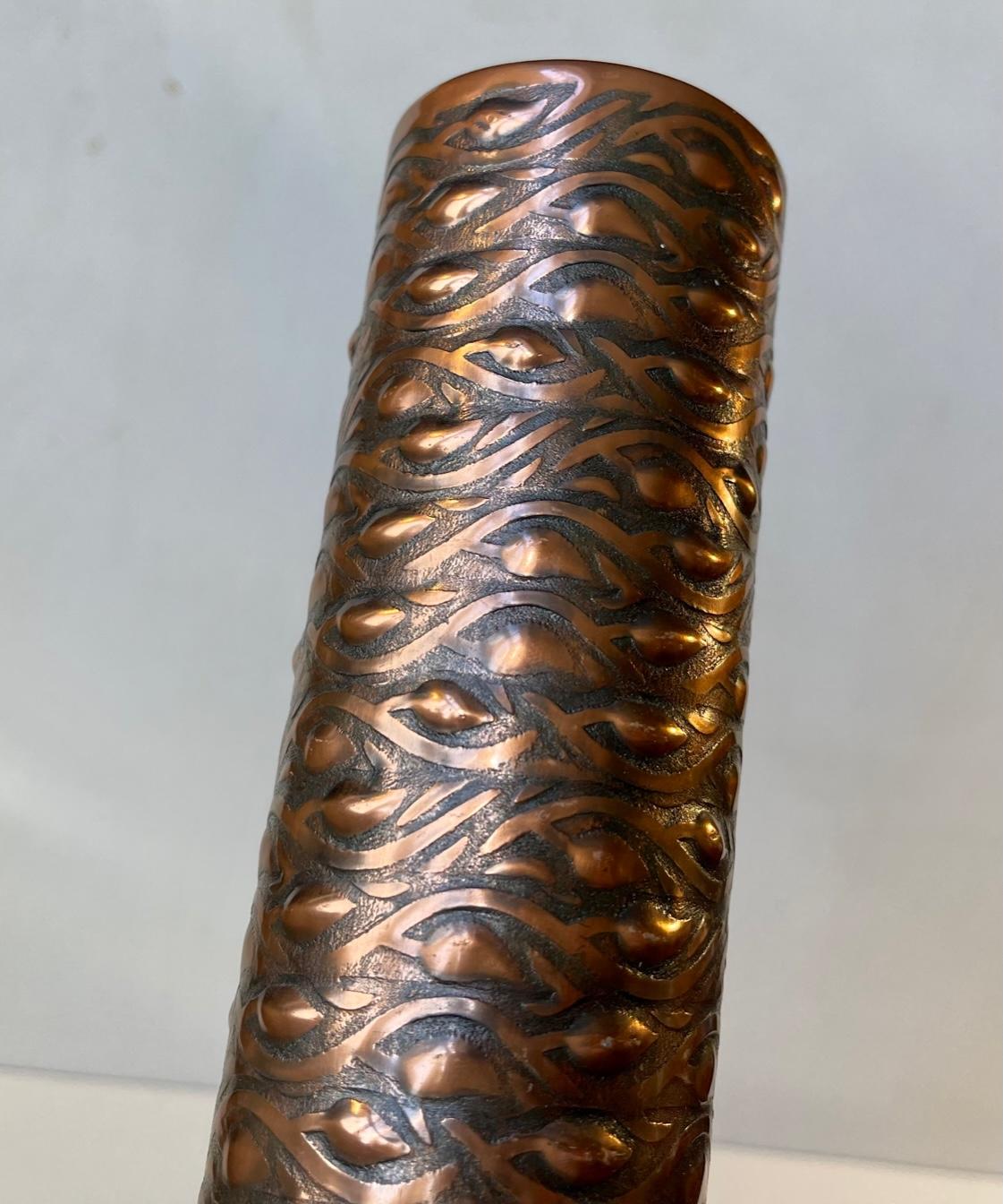 Late 20th Century Danish Brutalist Copper Vase in Copper, 1970s For Sale