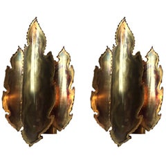 Danish Brutalist 
Flame
 Sconces in Brass by Svend Aage Holm-sørensen