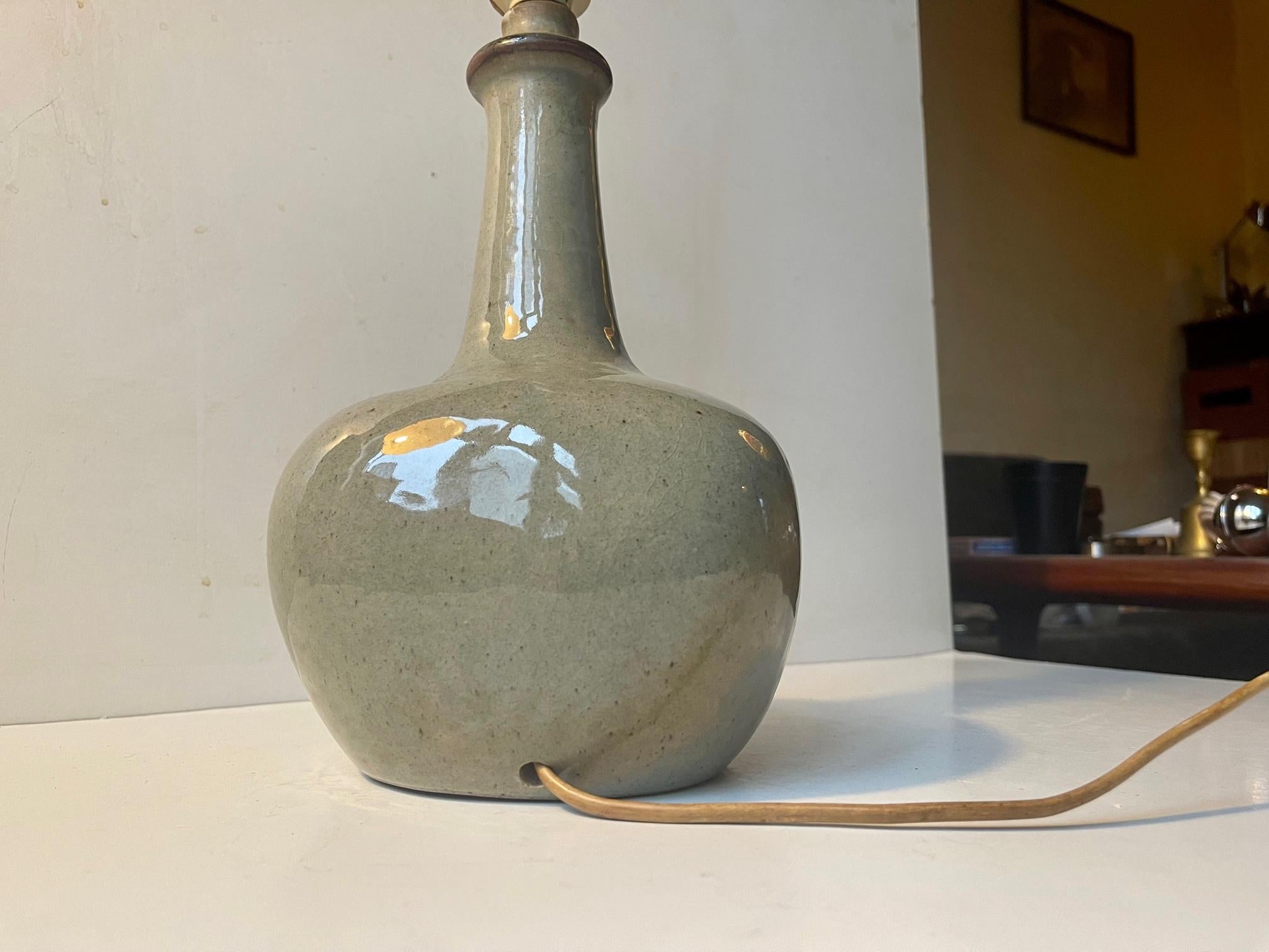 Danish Brutalist Glazed Stoneware Table Lamp by Knabstrup, 1970s For Sale 5