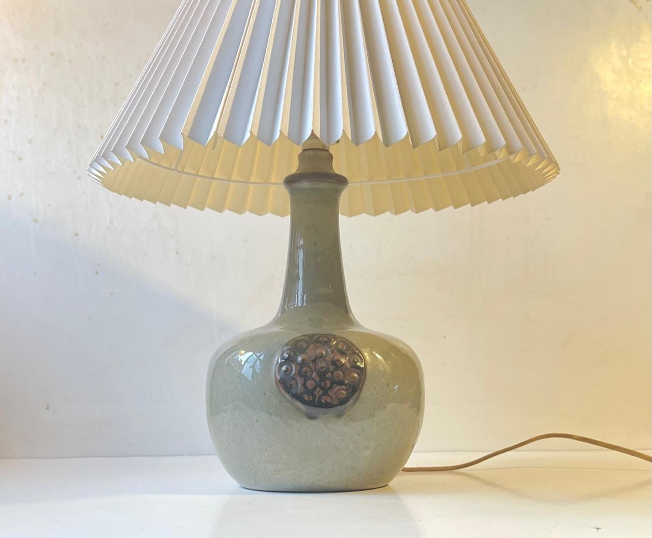 Danish Brutalist Glazed Stoneware Table Lamp by Knabstrup, 1970s For Sale 7
