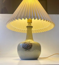 Danish Brutalist Glazed Stoneware Table Lamp by Knabstrup, 1970s