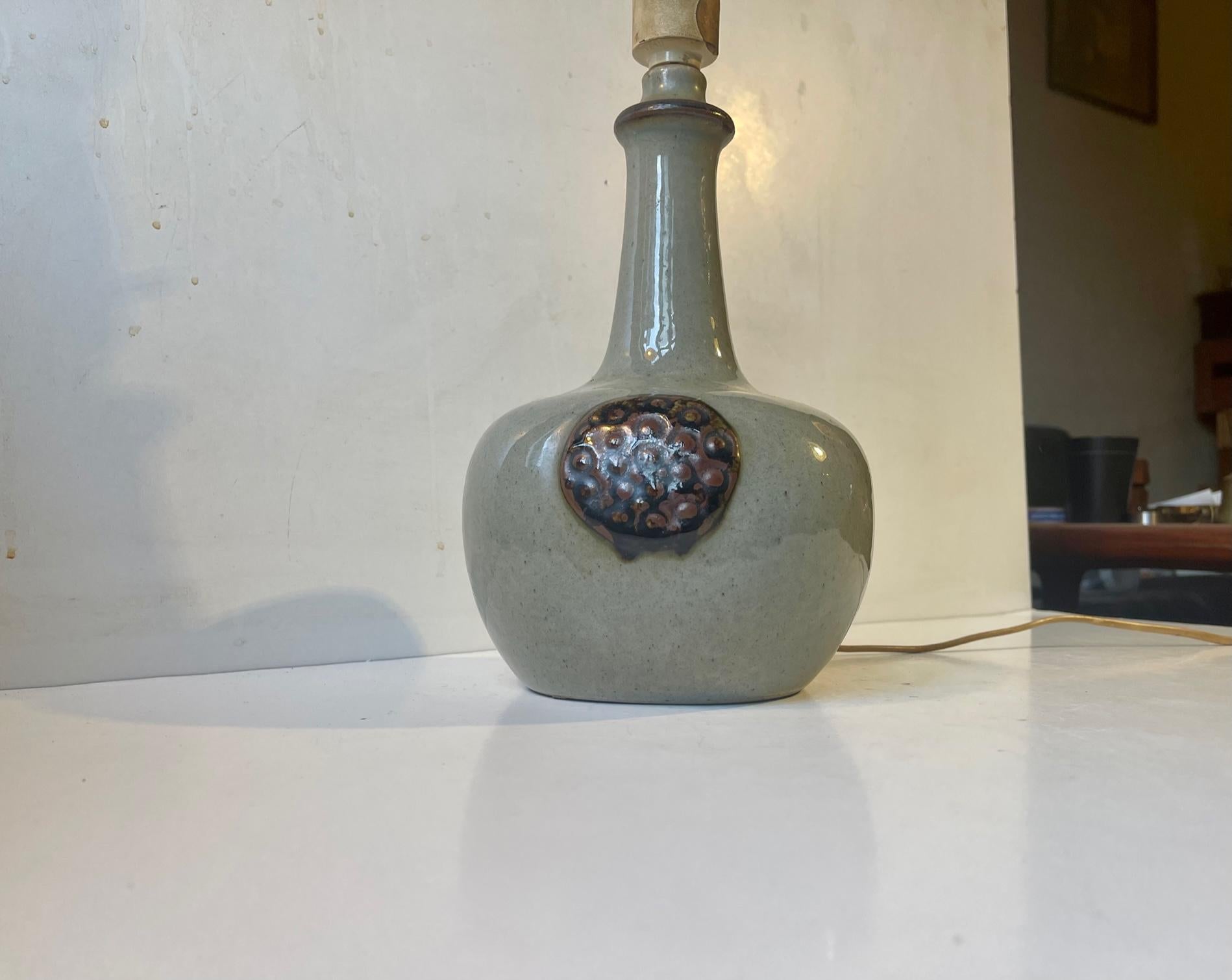 Scandinavian Danish Brutalist Glazed Stoneware Table Lamp by Knabstrup, 1970s For Sale