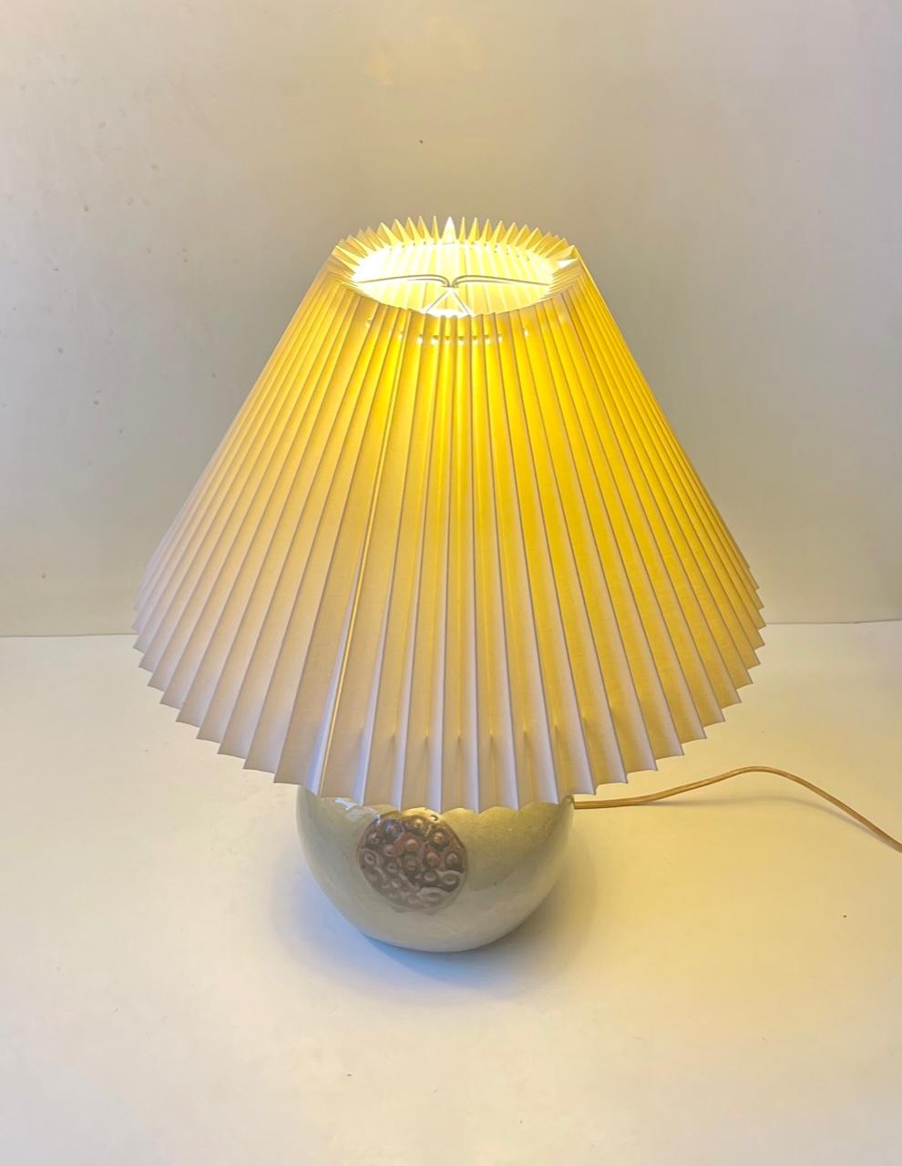 Danish Brutalist Glazed Stoneware Table Lamp by Knabstrup, 1970s For Sale 1