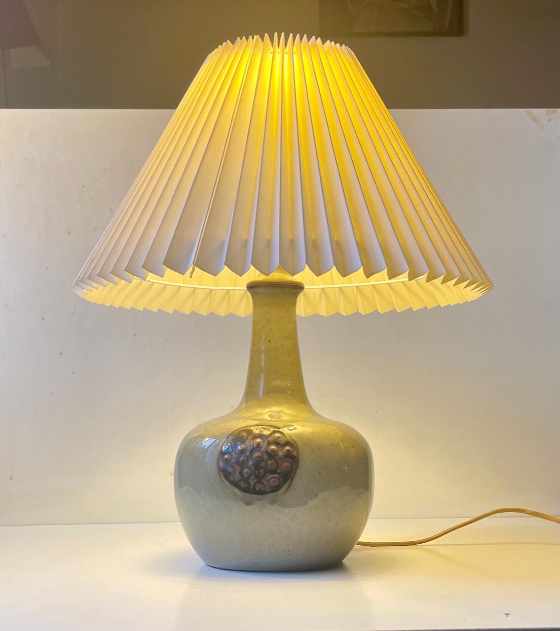 Danish Brutalist Glazed Stoneware Table Lamp by Knabstrup, 1970s For Sale 2