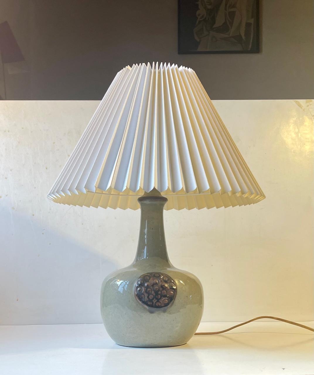 Danish Brutalist Glazed Stoneware Table Lamp by Knabstrup, 1970s For Sale 3