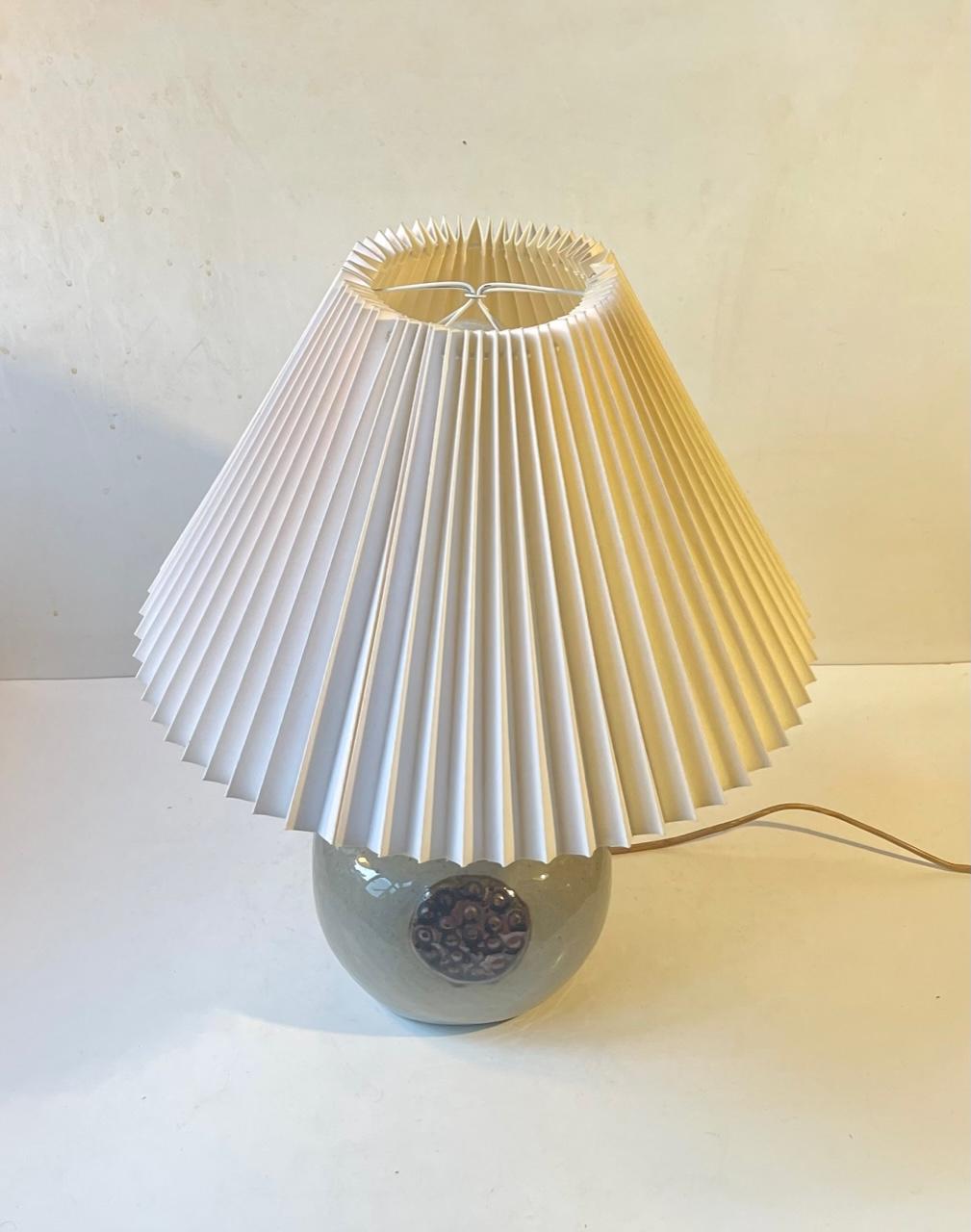 Danish Brutalist Glazed Stoneware Table Lamp by Knabstrup, 1970s For Sale 4