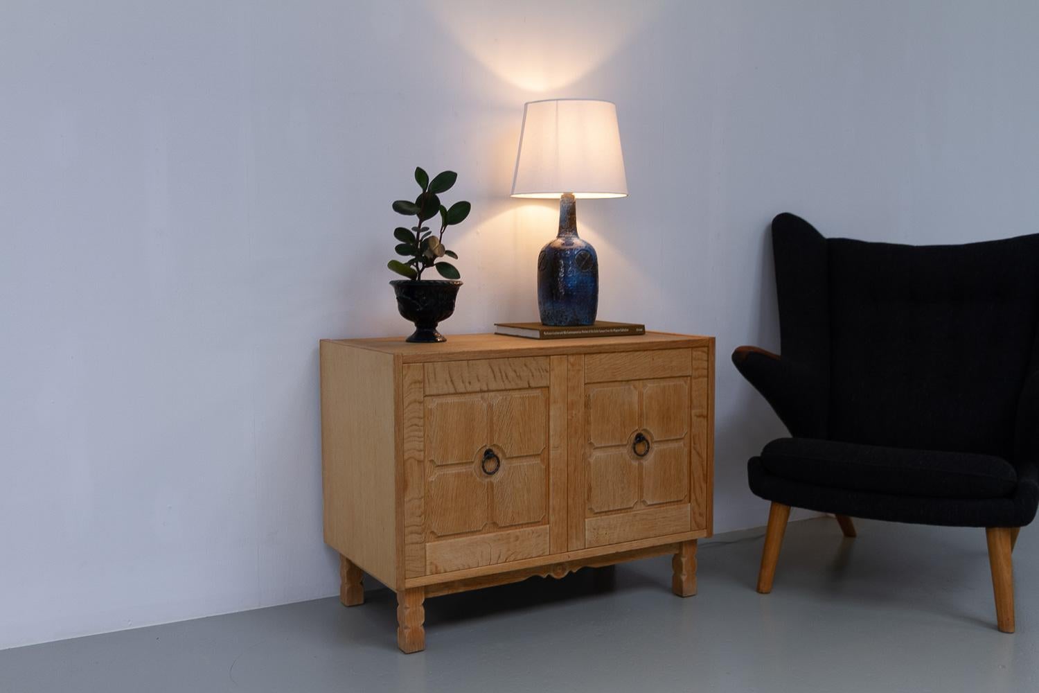 Danish Brutalist Handmade Stoneware Table Lamp by Sejer, 1970s. For Sale 7