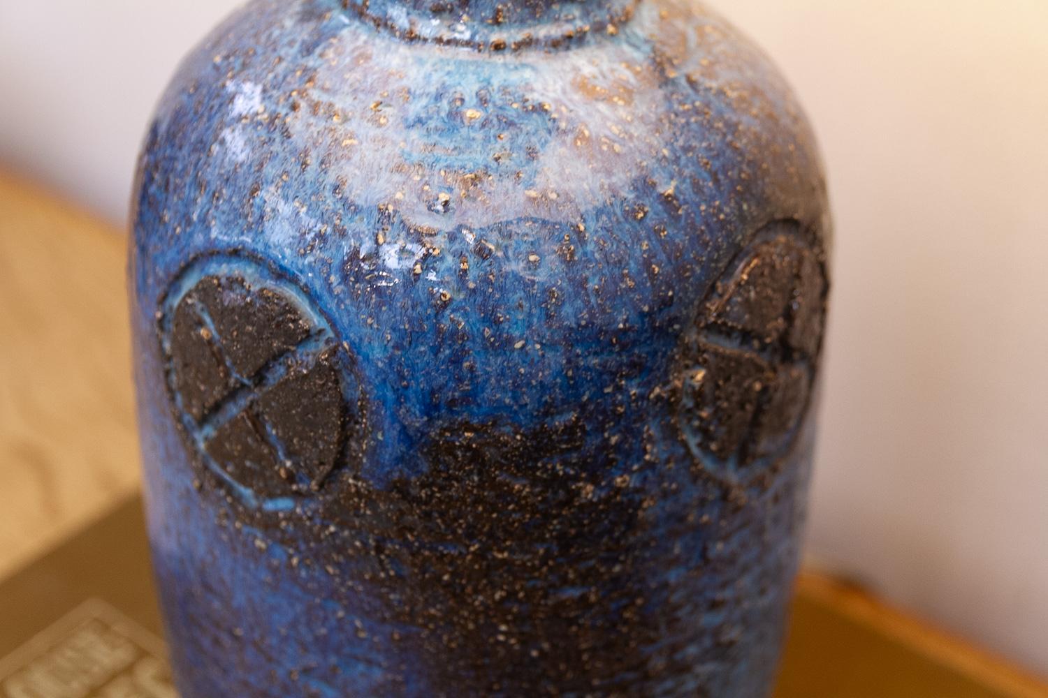 Danish Brutalist Handmade Stoneware Table Lamp by Sejer, 1970s. For Sale 10