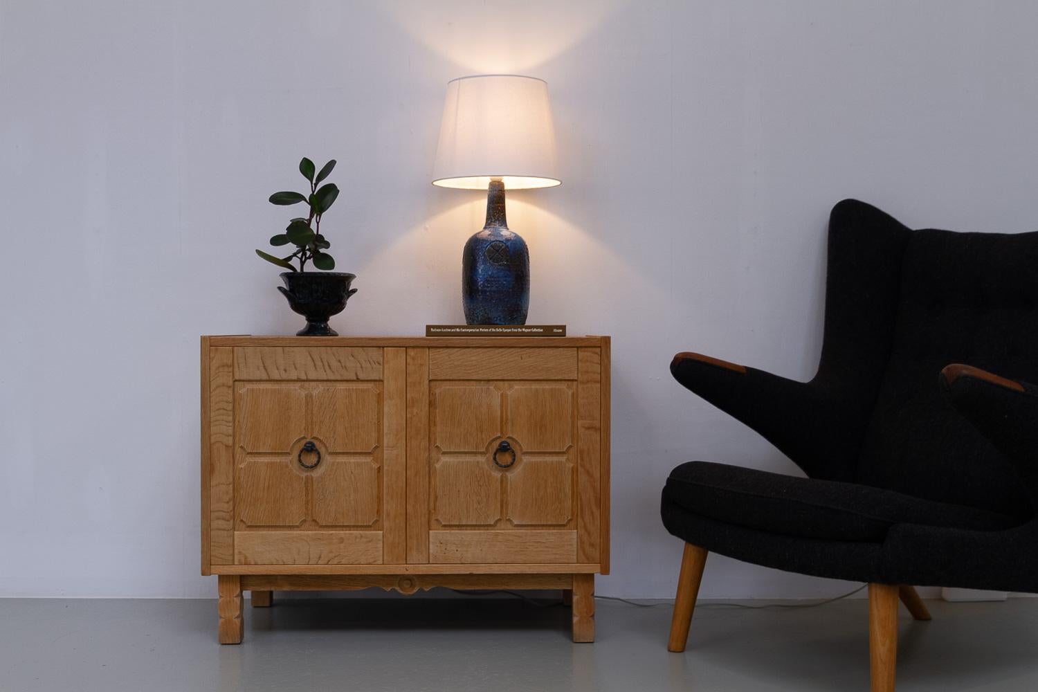 Danish Brutalist Handmade Stoneware Table Lamp by Sejer, 1970s. For Sale 14