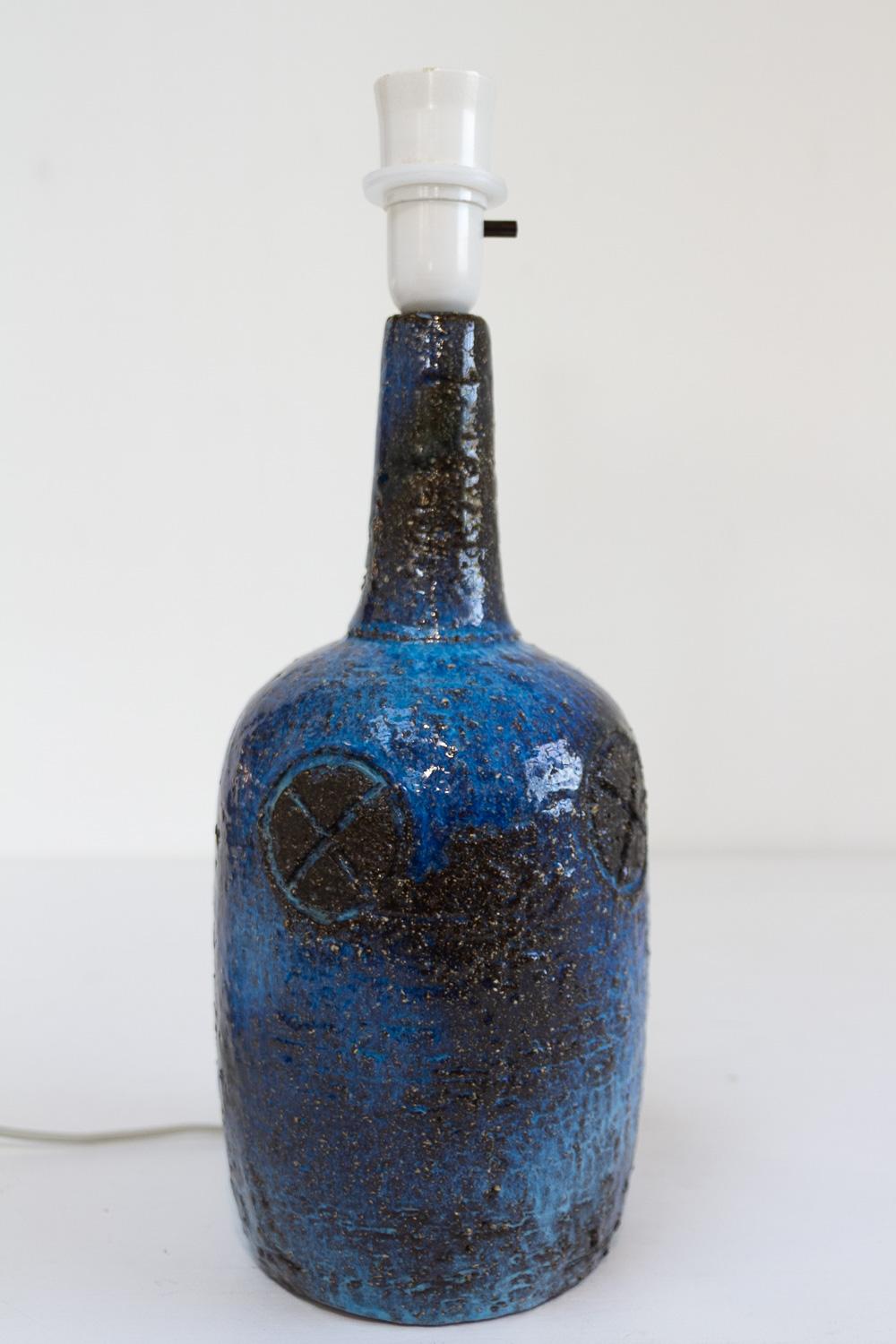 Danish Brutalist Handmade Stoneware Table Lamp by Sejer, 1970s. For Sale 2