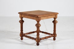 Historicismo Brutalista Danés Taburete y Mesa Auxiliar Torneados a Mano de Roble Macizo ca 1900