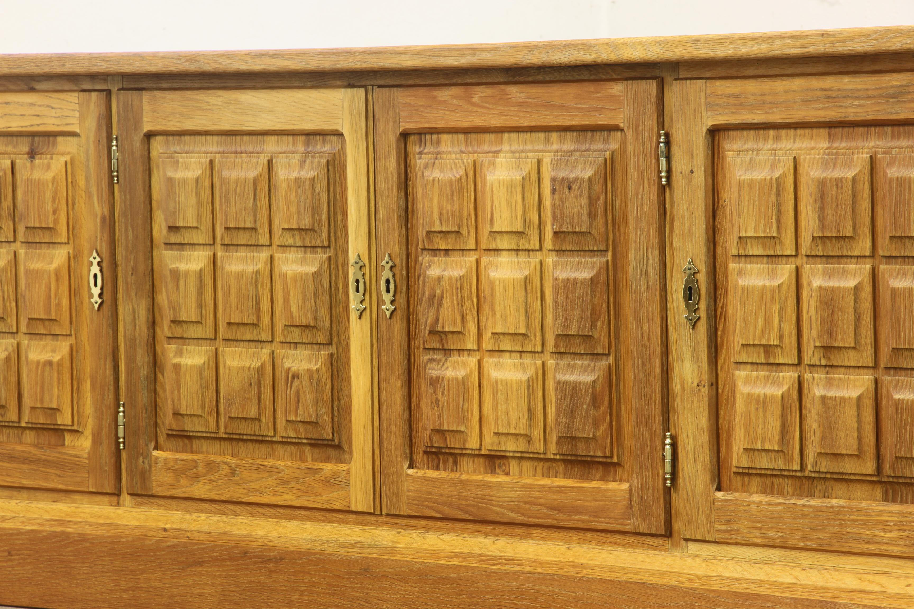 Danish Brutalist Light Oak Low Sideboard 1960/70s For Sale 1