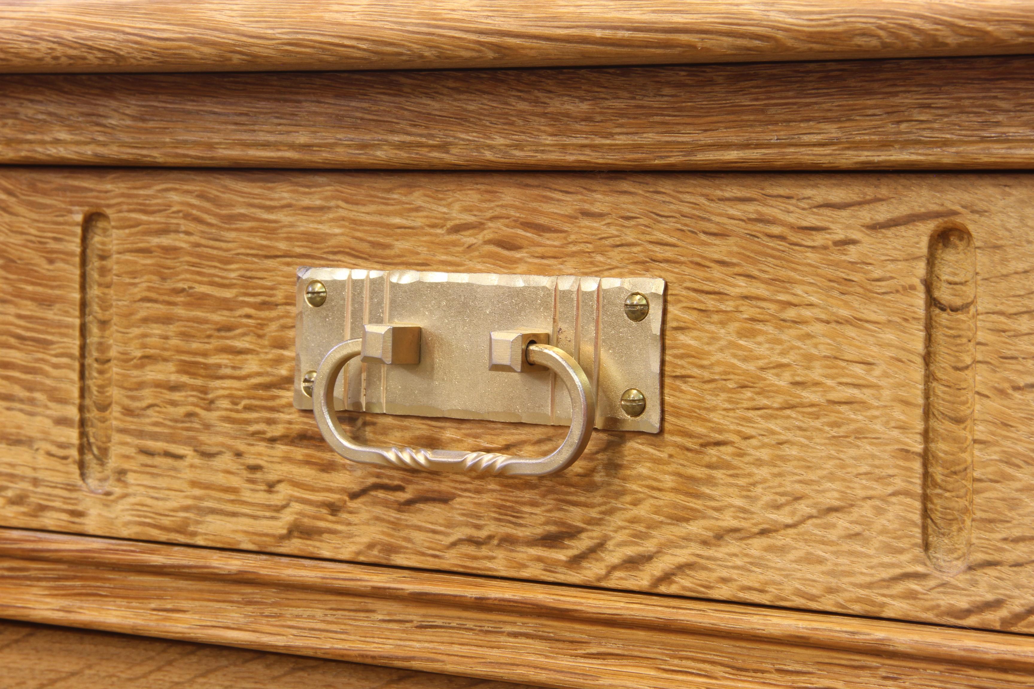 Danish Brutalist Light Oak Low Sideboard style of Henning Kjærnulf, 1970s For Sale 3
