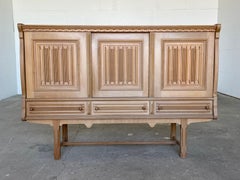 Danish Brutalist Limed Oak Highboard, Vamo Sønderborg, Manner of Kjærnulf, 1960s