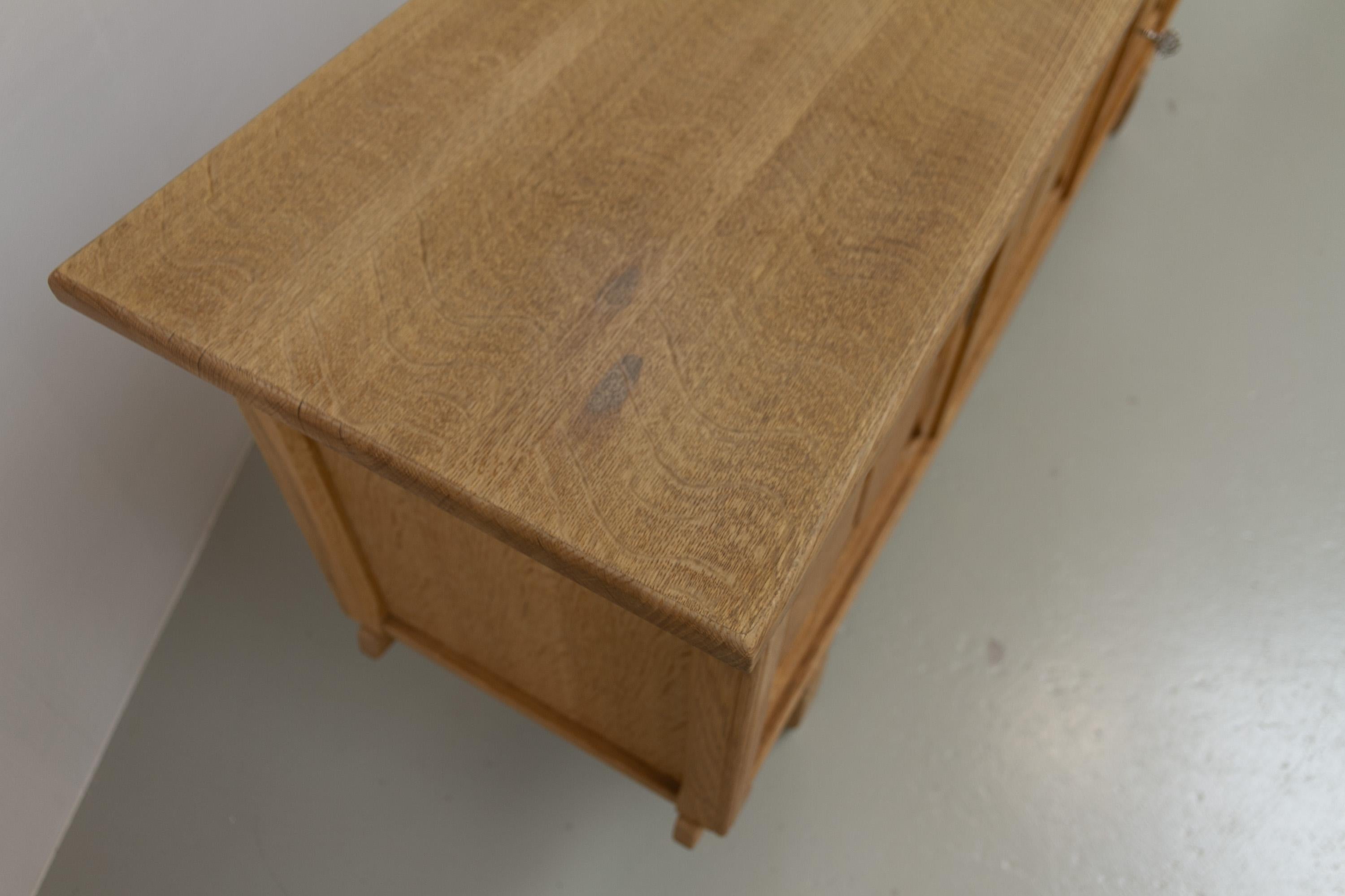 Danish Brutalist Low Oak Sideboard attributed to Henning Kjærnulf, 1960s. For Sale 10