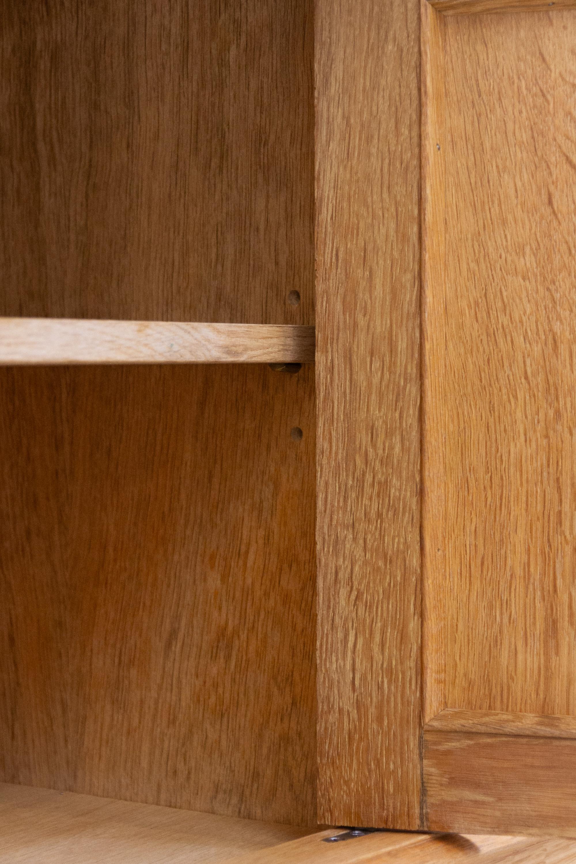Danish Brutalist Low Oak Sideboard attributed to Henning Kjærnulf, 1960s. For Sale 12