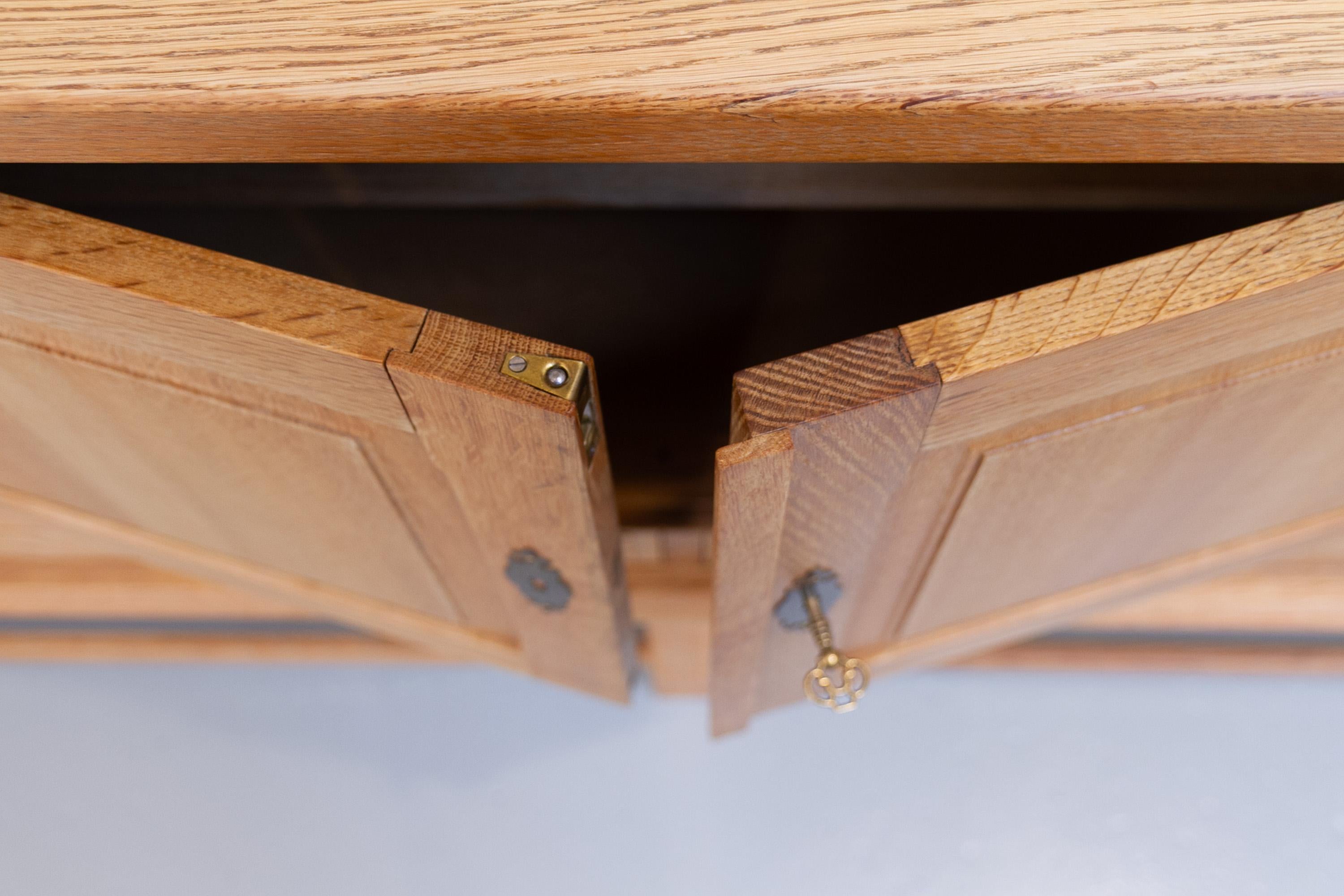 Danish Brutalist Low Oak Sideboard attributed to Henning Kjærnulf, 1960s. For Sale 13