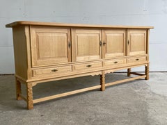 Danish Brutalist Low Oak Sideboard attributed to Henning Kjærnulf, 1960s.