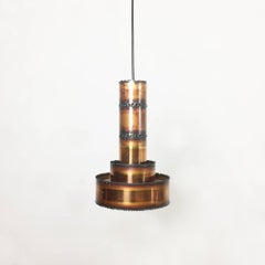 Danish Brutalist Metal Hanging Light by Sven Aage Holm Sorensen, Denmark, 1960s