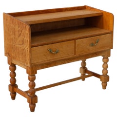 Danish Brutalist Oak Bedside Table, 1970s.