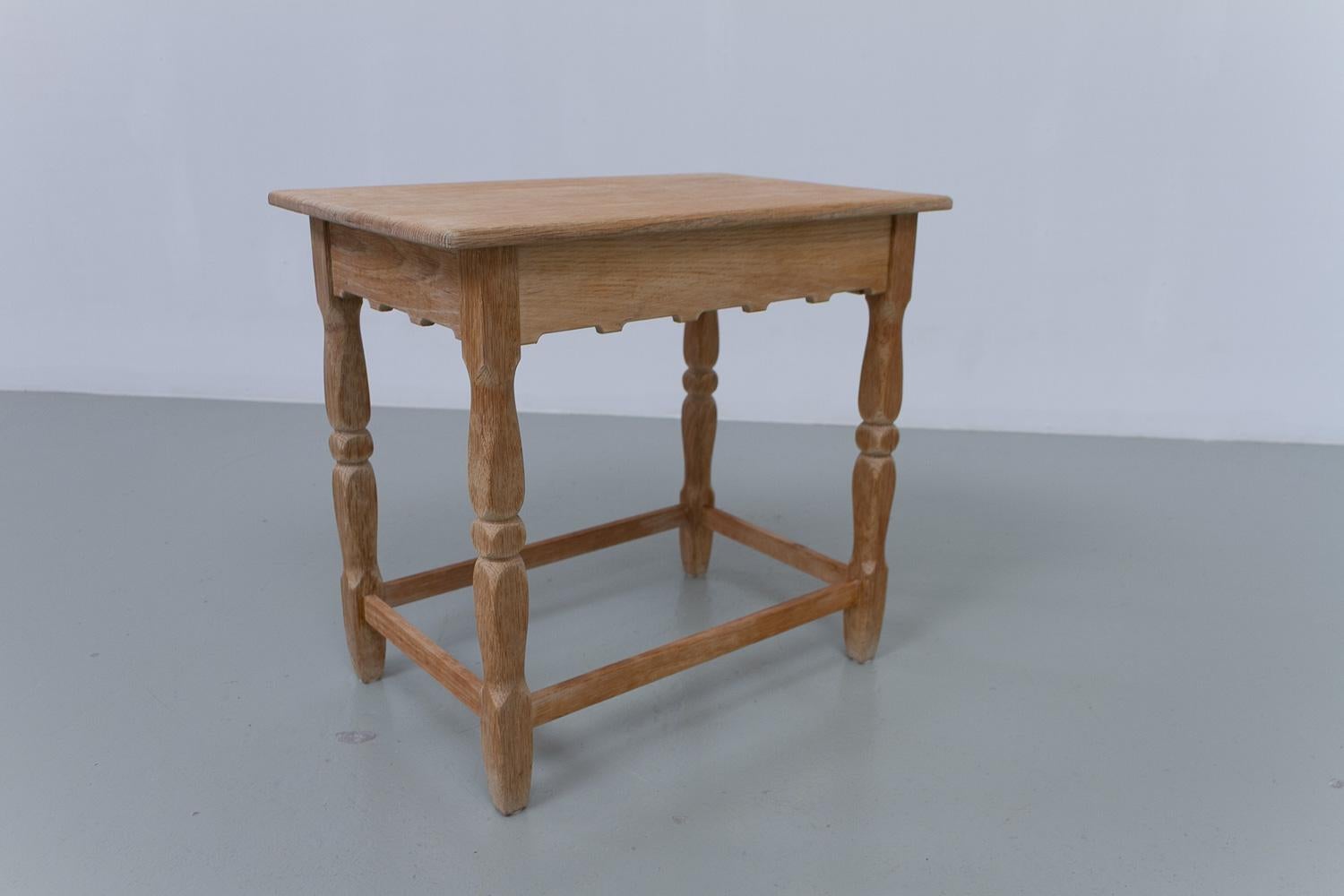 Danish Brutalist Oak Bedside table in Kjærnulf Style, 1960s. For Sale 7