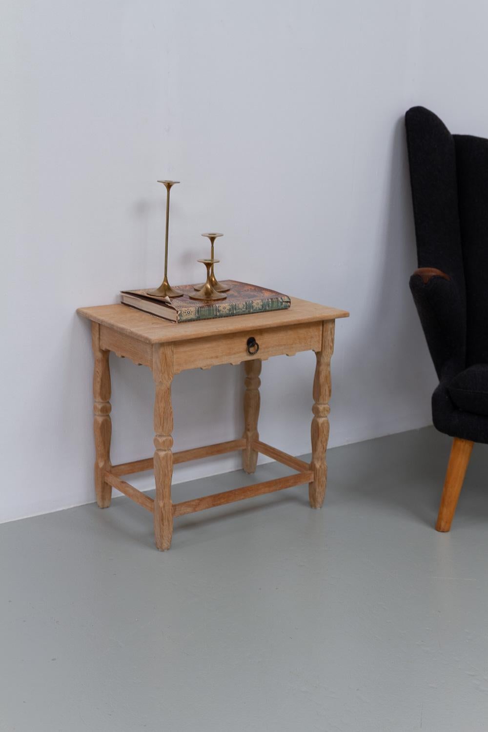 Danish Brutalist Oak Bedside table in Kjærnulf Style, 1960s. For Sale 14