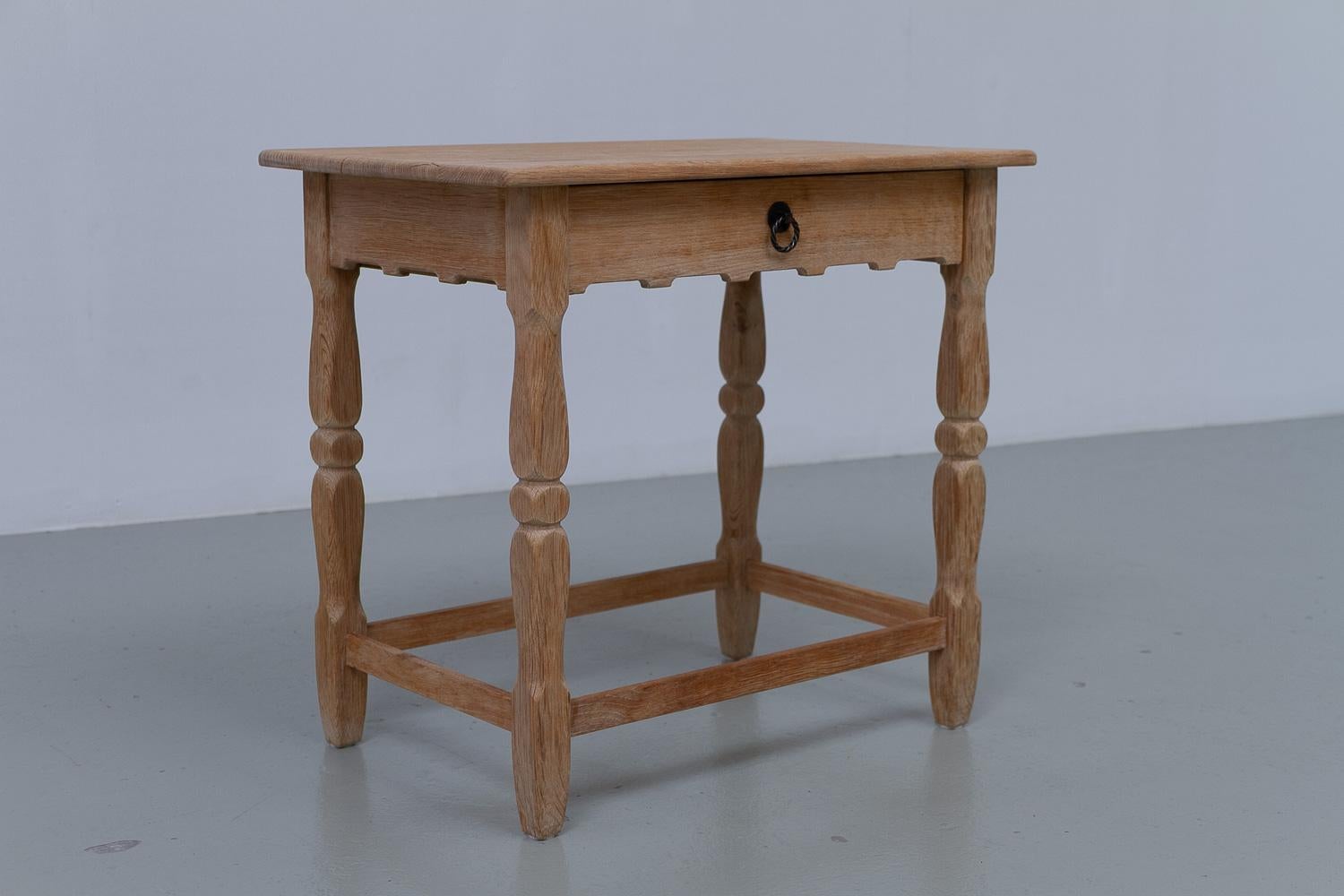 Mid-20th Century Danish Brutalist Oak Bedside table in Kjærnulf Style, 1960s. For Sale