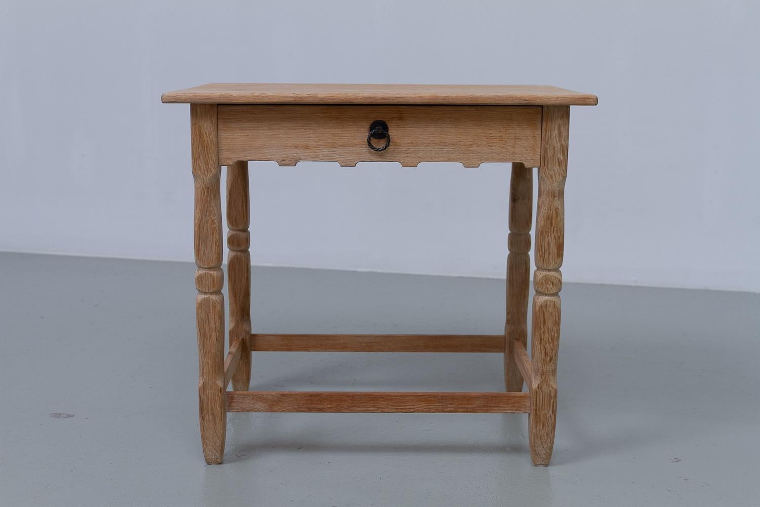 Danish Brutalist Oak Bedside table in Kjærnulf Style, 1960s. For Sale 1