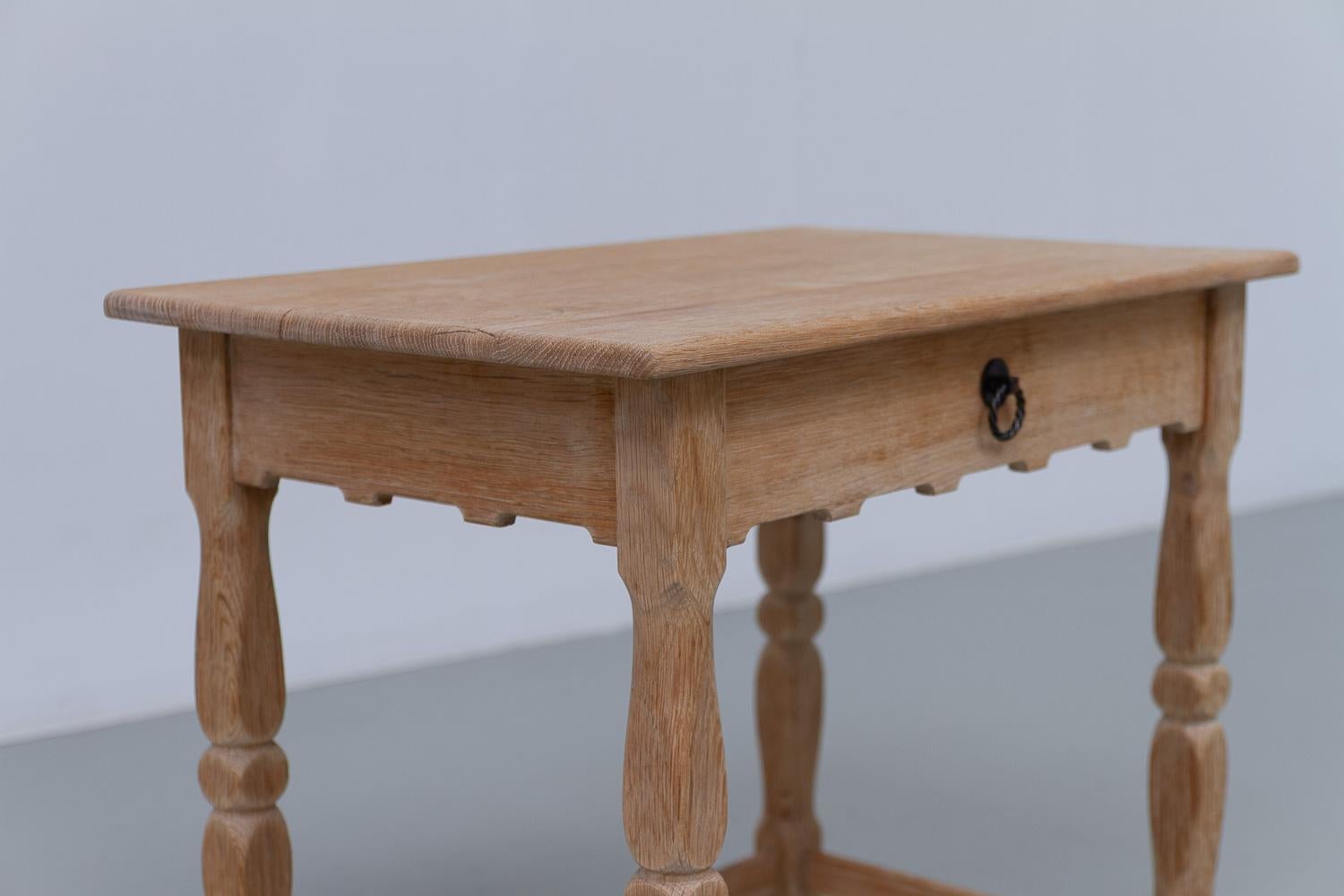 Danish Brutalist Oak Bedside table in Kjærnulf Style, 1960s. For Sale 3