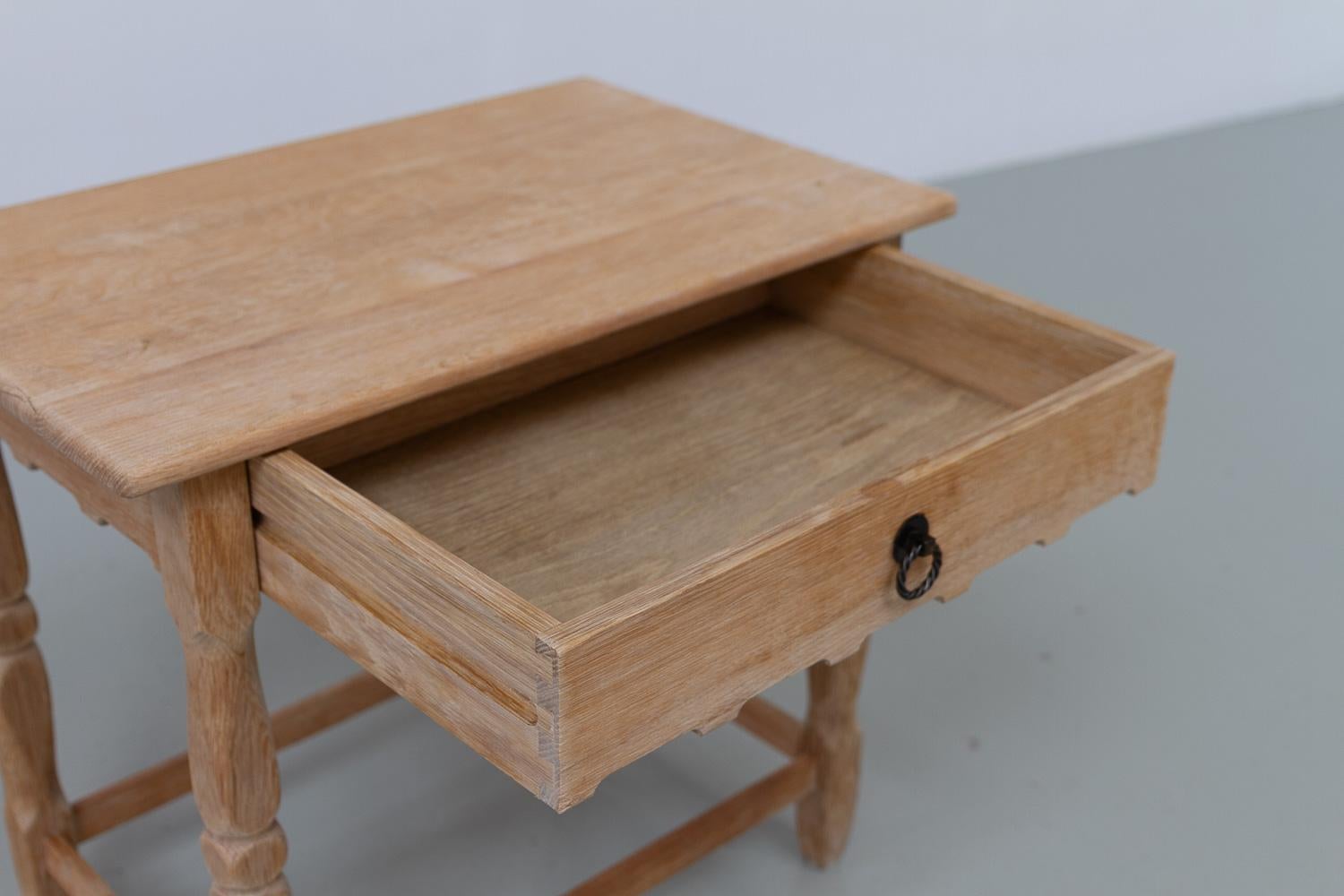 Danish Brutalist Oak Bedside table in Kjærnulf Style, 1960s. For Sale 4