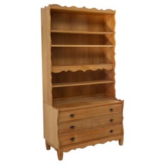 Danish Brutalist Oak Bookcase by Henning Kjærnulf, 1970s.