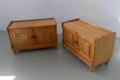 Danish Brutalist Oak Cabinets by Henning Kjærnulf, 1970s. Set of 2.